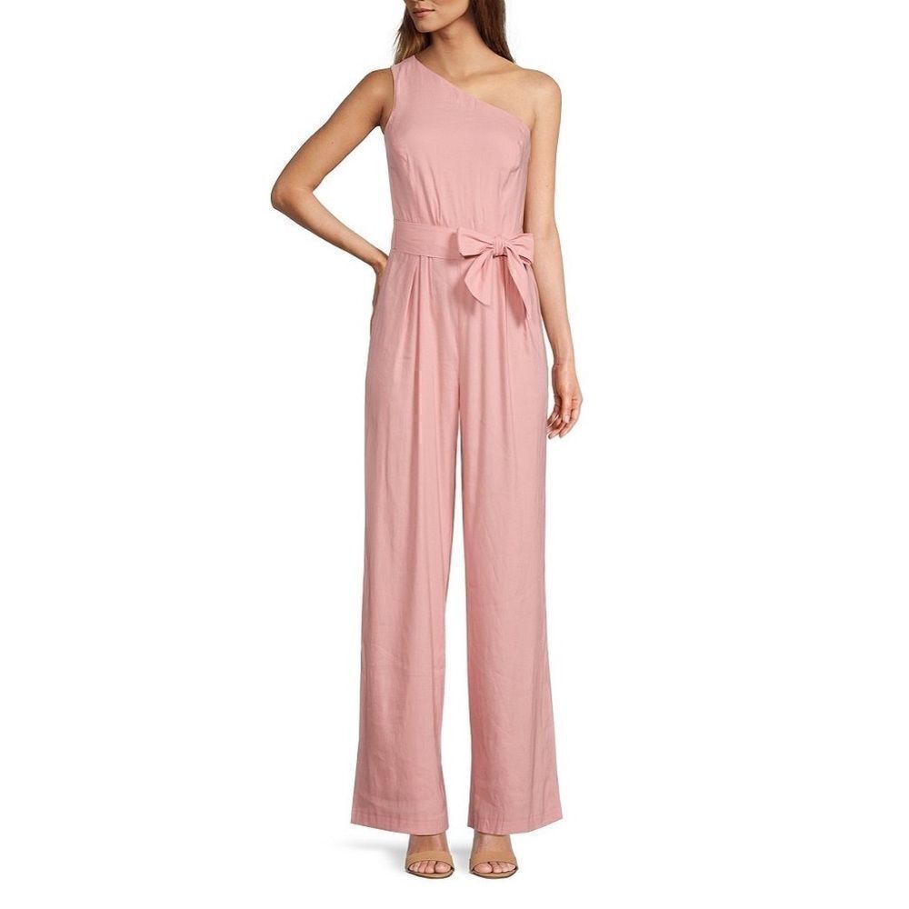New Antonio Melani One Shoulder Linen Jumpsuit 16